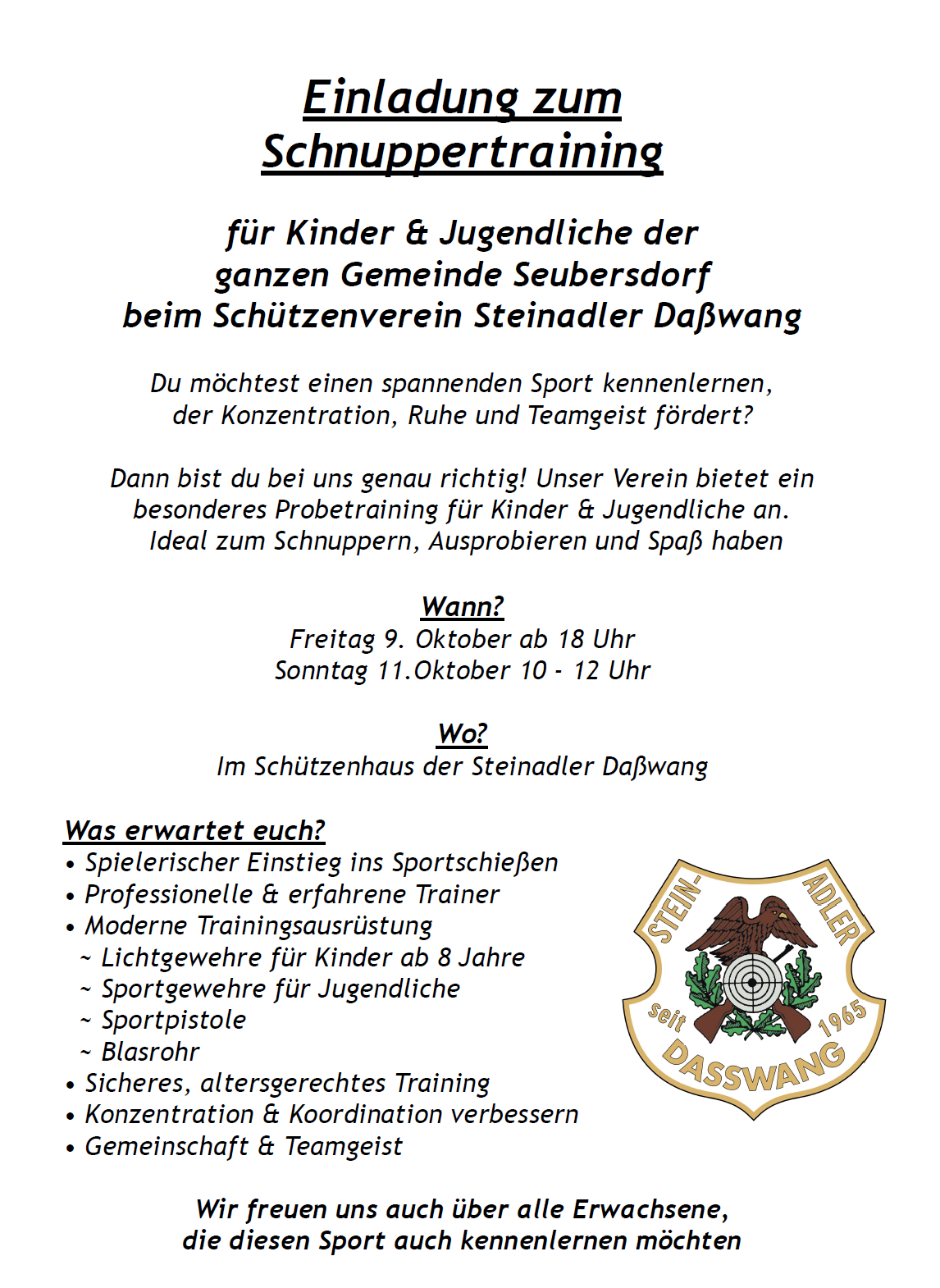 schuetzen schnuppertraining gemeinde